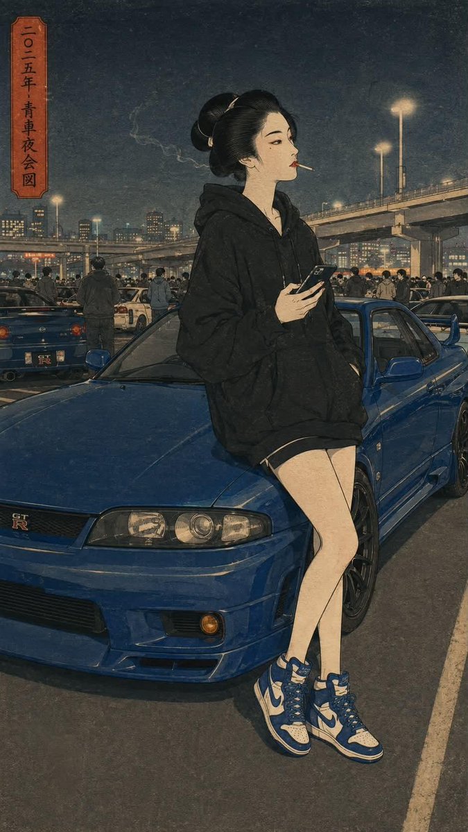 1990년대 만화 네오 레트로 거리 풍경
