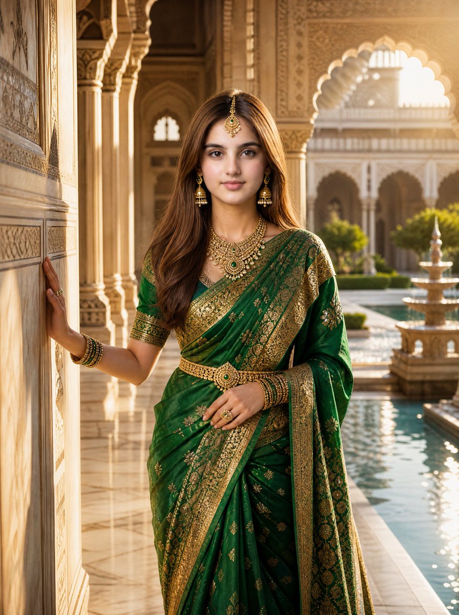 Retrato de Luxo em Palácio Mughal Real