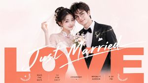 로맨틱한 'Just Married' 웨딩 포스터 - 1