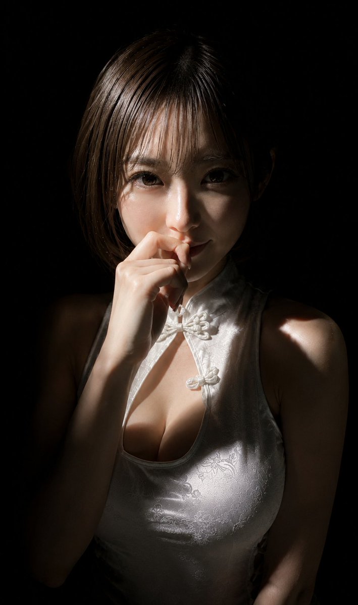 Portrait en cheongsam sous projecteur discret