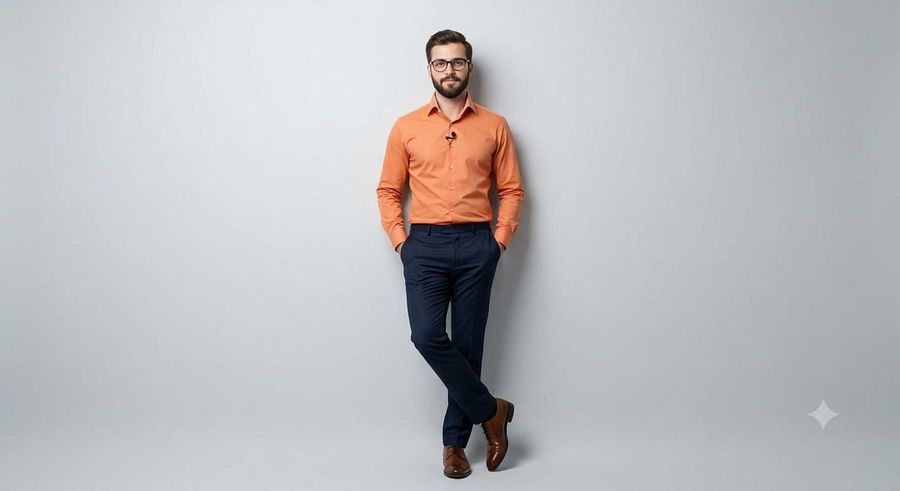 Portrait en studio avec pose décontractée