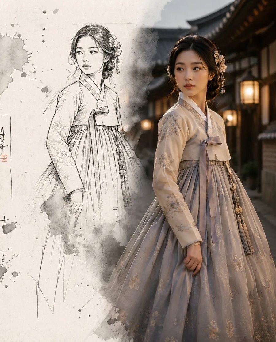 Transition entre croquis et réalité : Dynastie Joseon