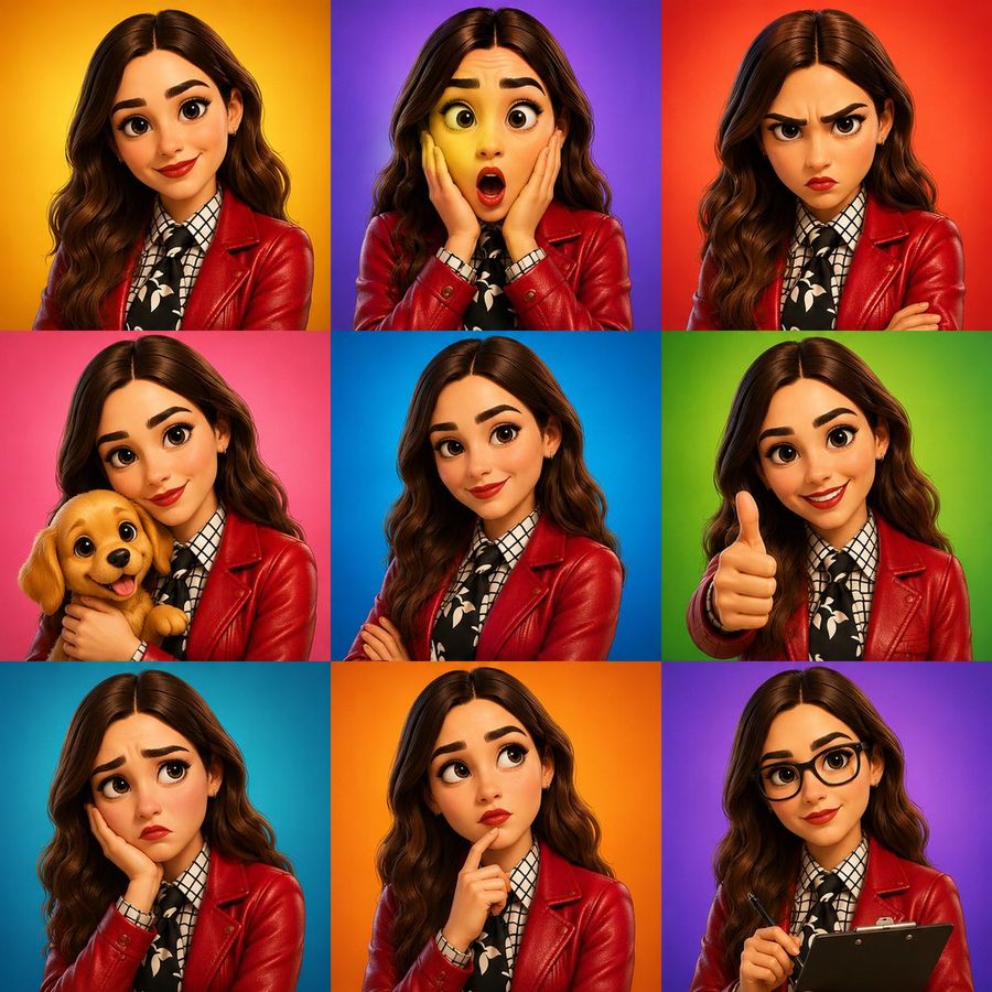 3D Cartoon Character Emotion Grid