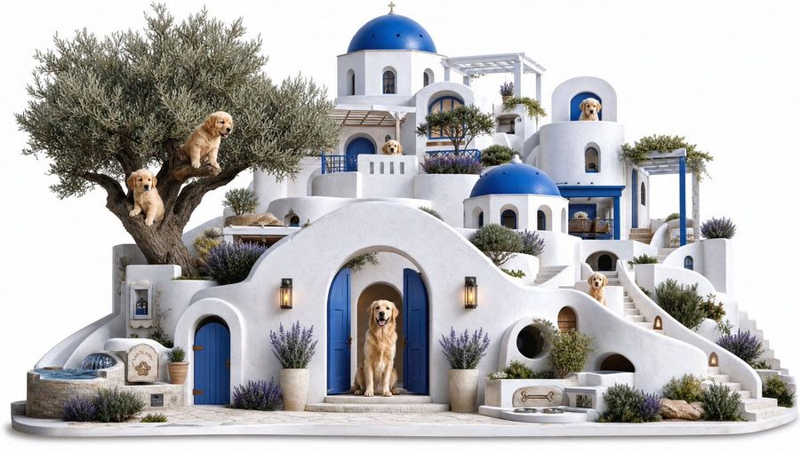 Sanctuaire de Golden Retrievers à Santorin
