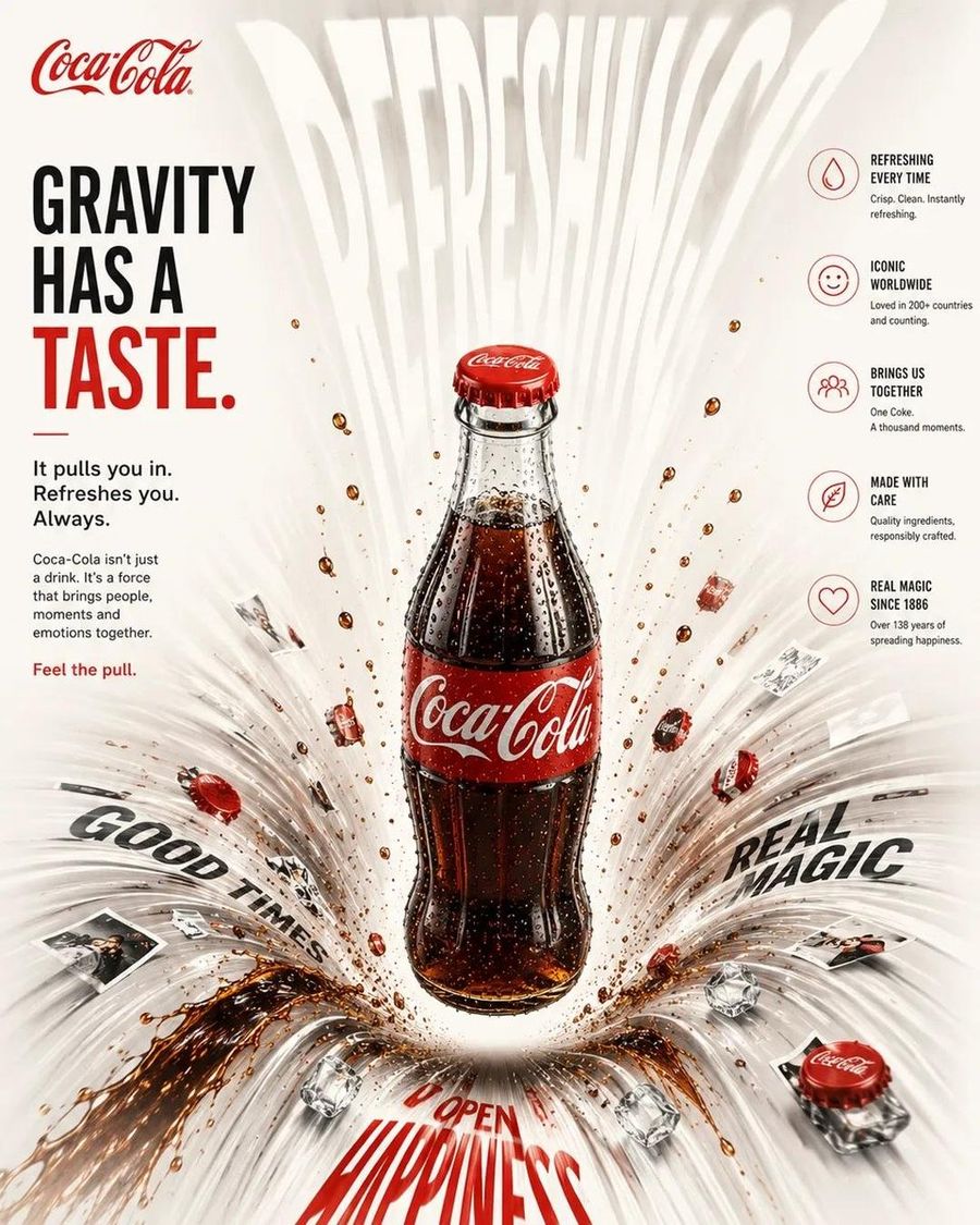 Póster publicitario de gravedad de producto