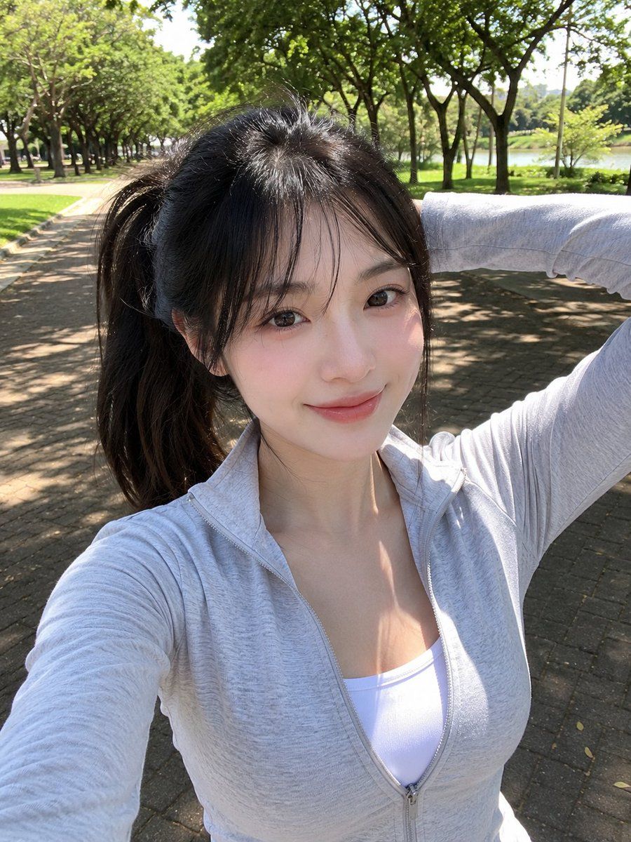 Realistic East Asian Woman Smartphone Selfie