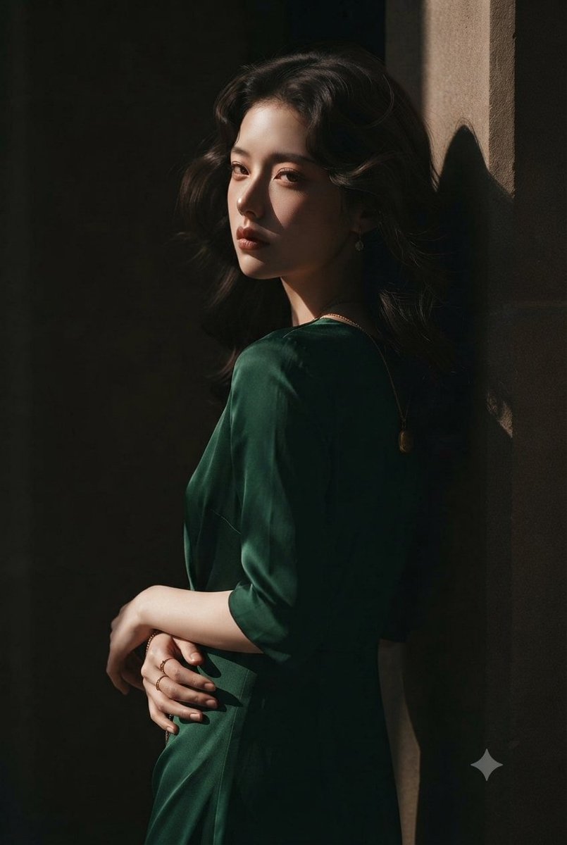 Emerald Silk Fashion Portrait
