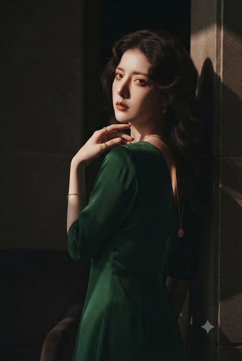 Emerald Silk Fashion Portrait