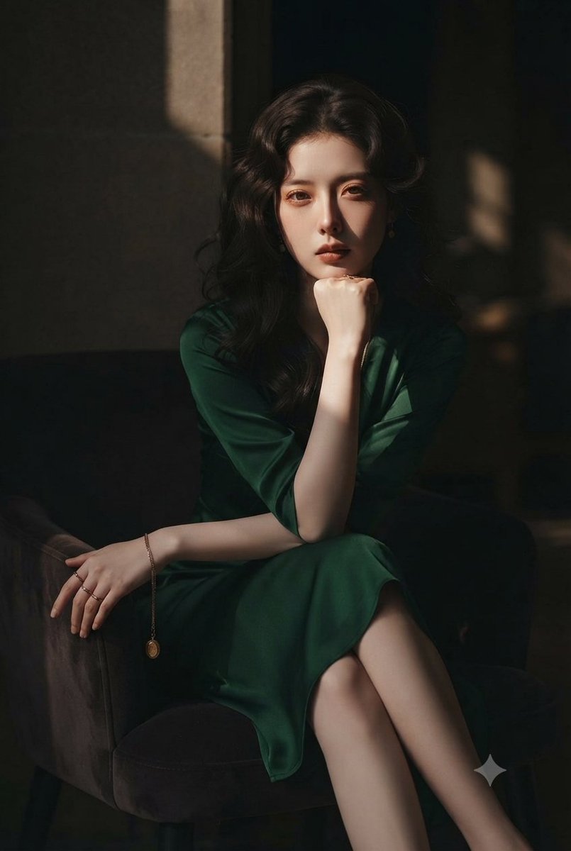 Emerald Silk Fashion Portrait