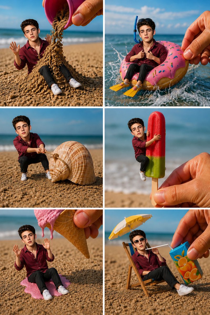 Miniature Beach Adventure Collage