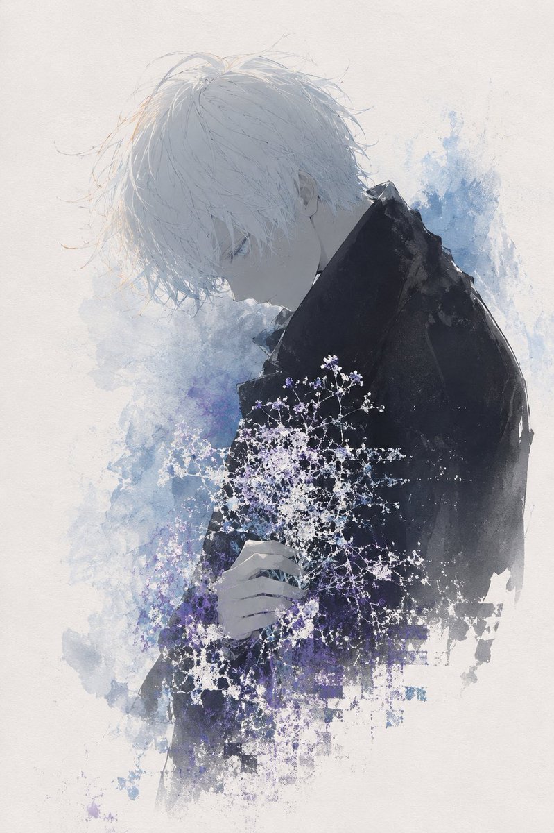 Watercolor Boy With Baby's Breath