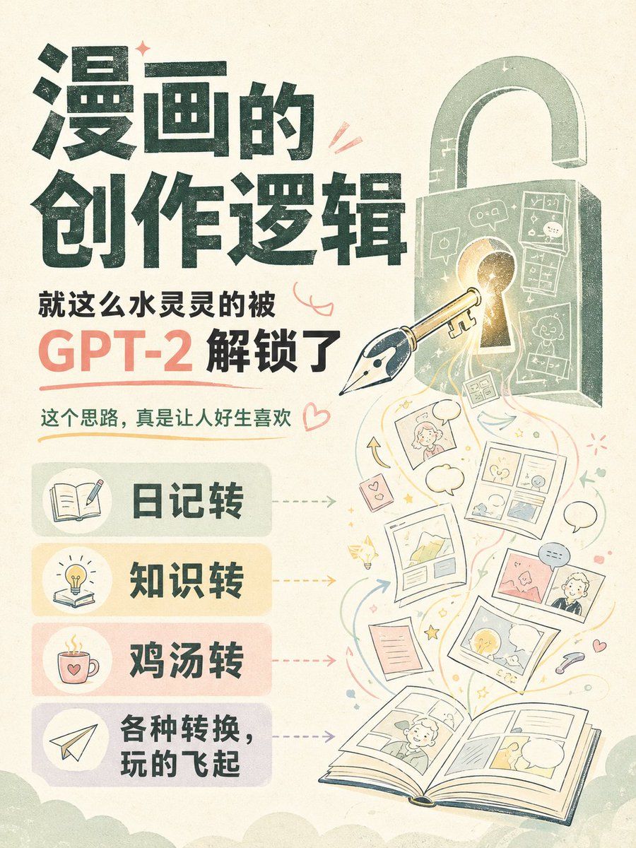 GPT-2 漫画创作逻辑海报