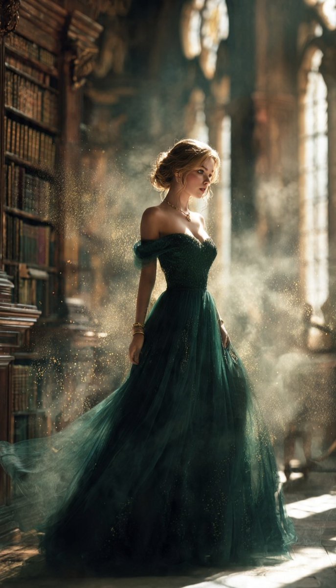 Fantasy Woman in Gothic Library