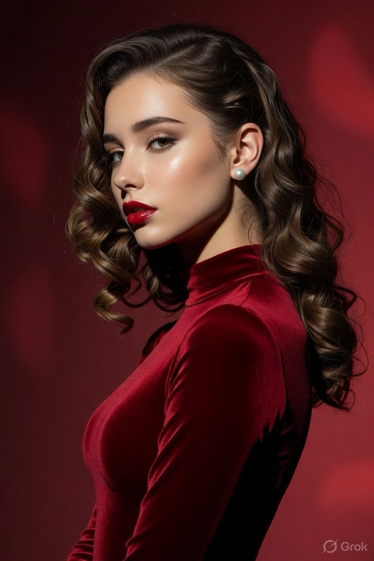 Crimson Velvet Studio Portrait