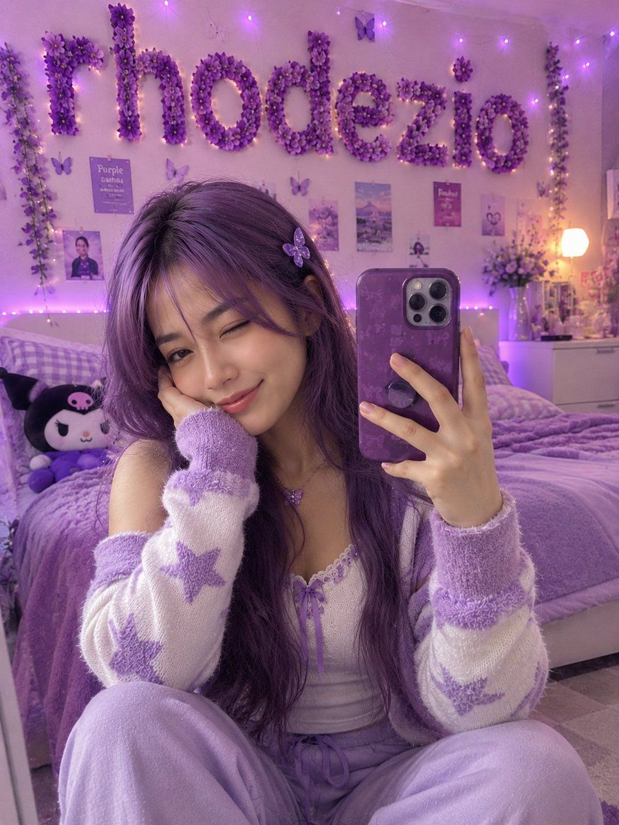 Authentic Lavender Aesthetic Selfie