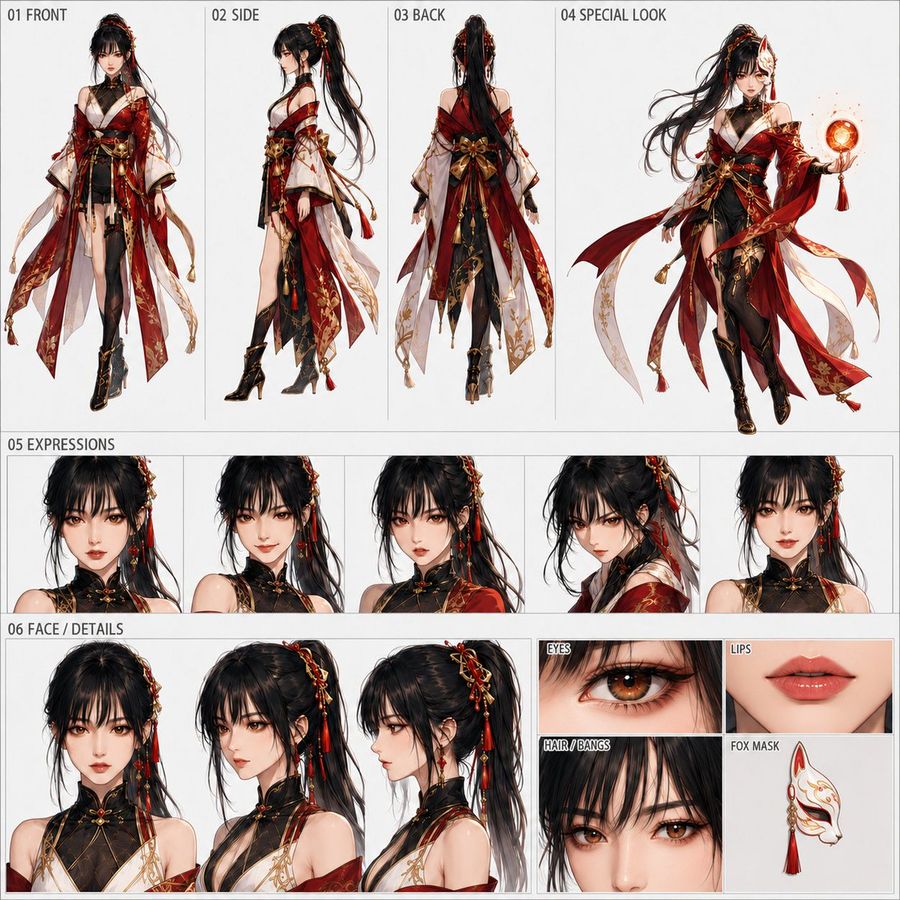 Anime Character Design Reference Sheet