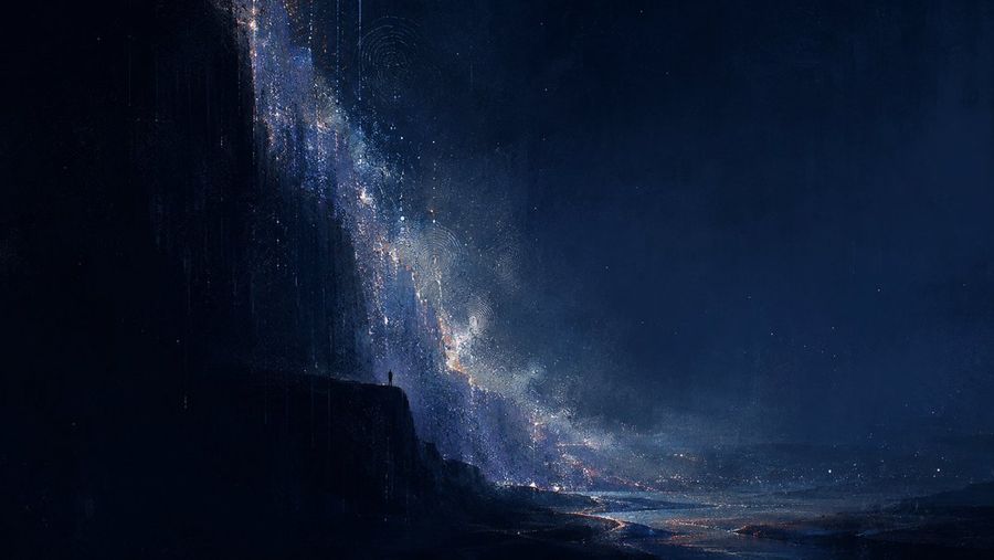 Deep Blue Sci-Fi Megacity Wallpaper
