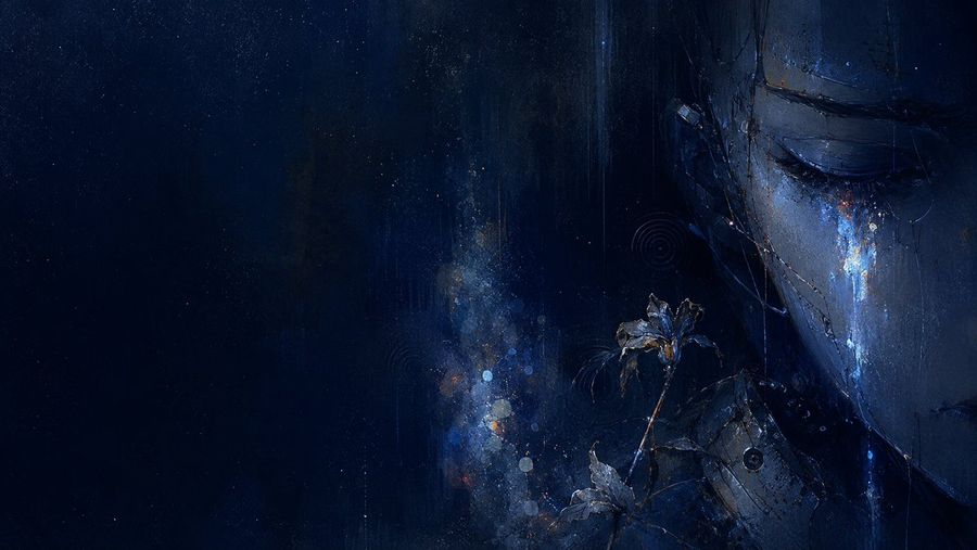 Deep Blue Sci-Fi Megacity Wallpaper