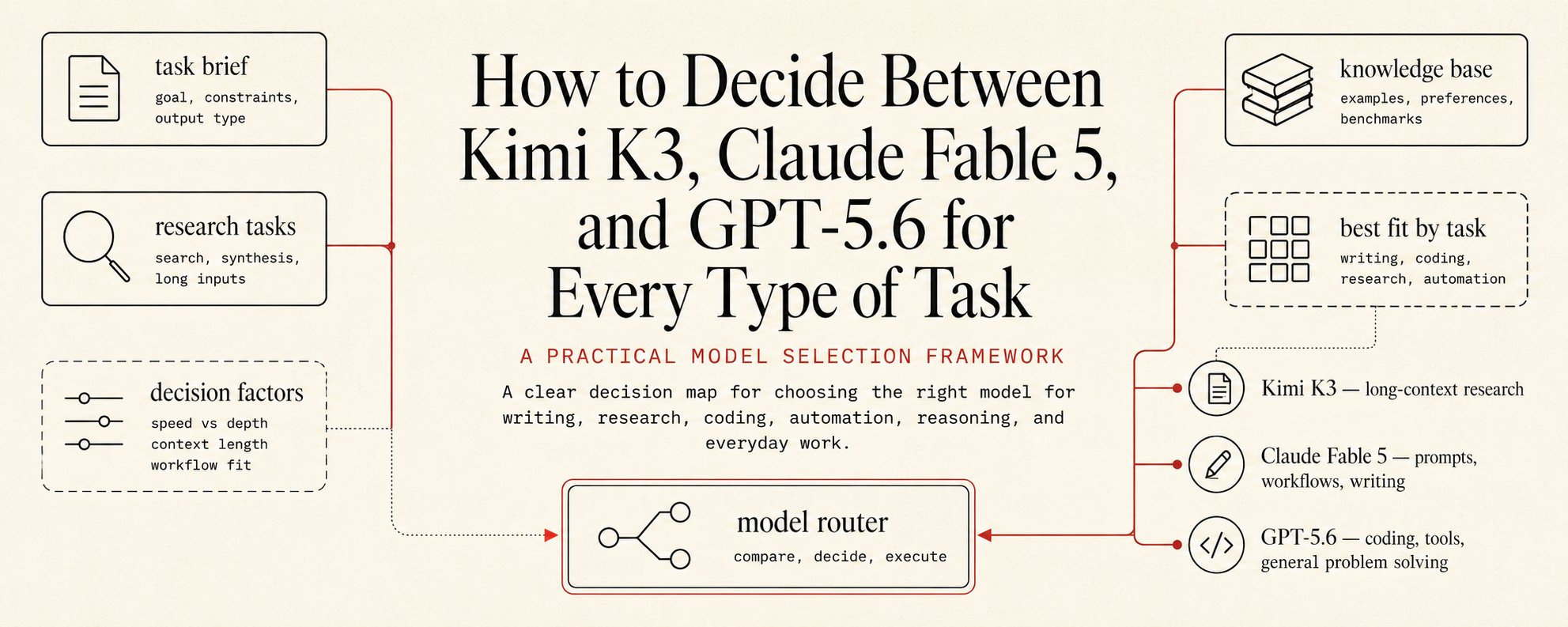 How to Decide Between Kimi K3, Claude Fable 5, and GPT-5.6 for Every Type of Task