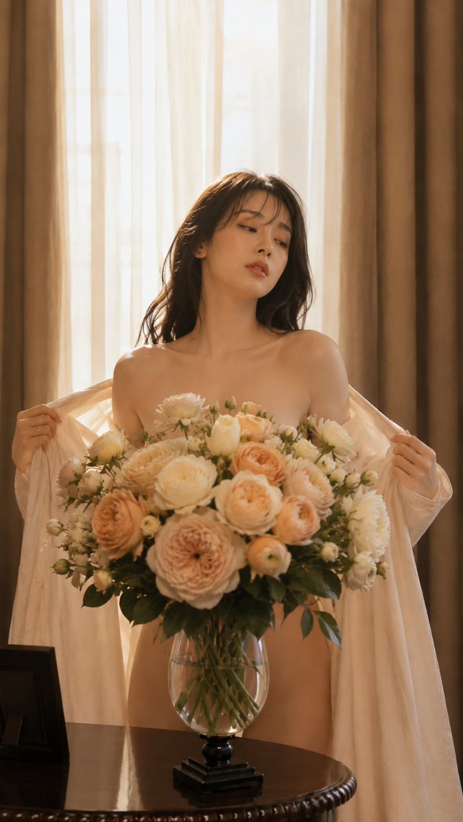 Retrato Floral Elegante com Luz da Manhã