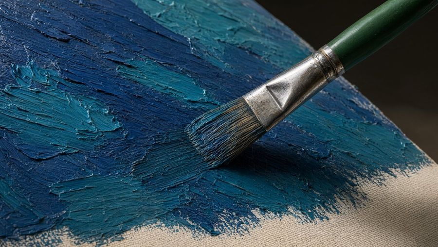 Macro Oil Paint Brush on Canvas