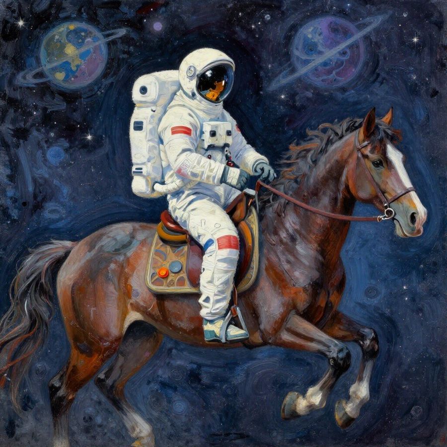 Astronaut Riding Horse in Space