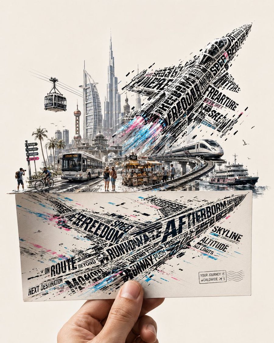 Futuristic Vehicle Postcard Layout