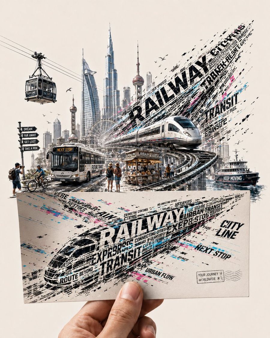 Futuristic Vehicle Postcard Layout
