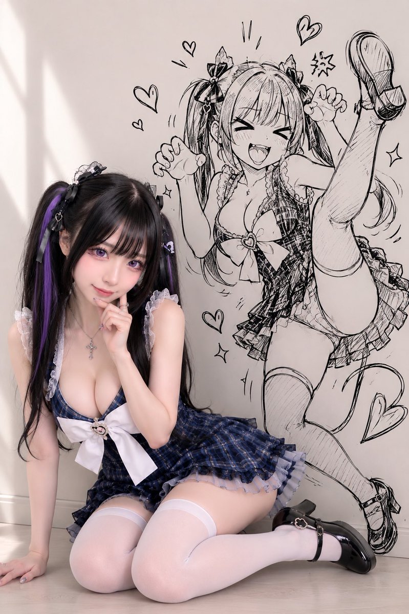 Cosplay Girl with Manga Graffiti Shadow