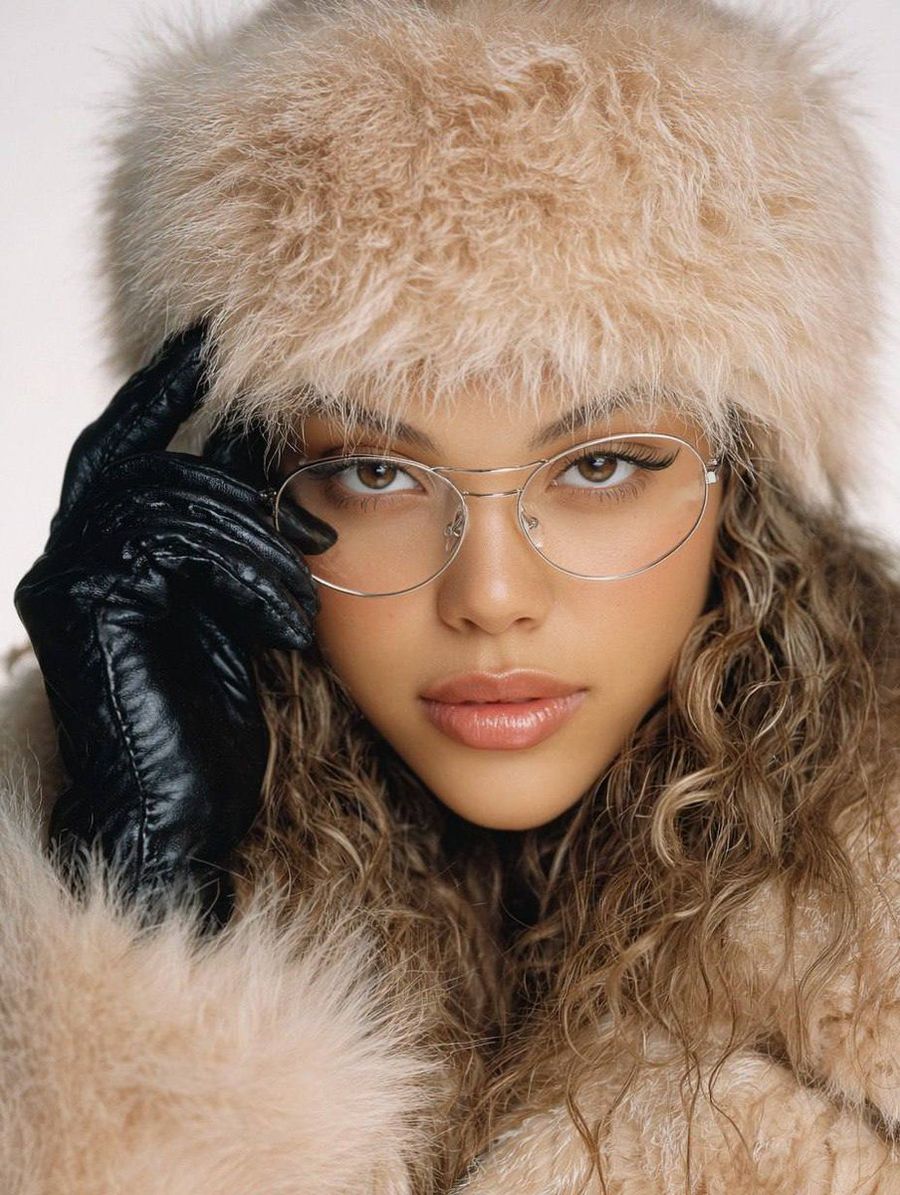 Nineties Fashion Fur Hat Portrait