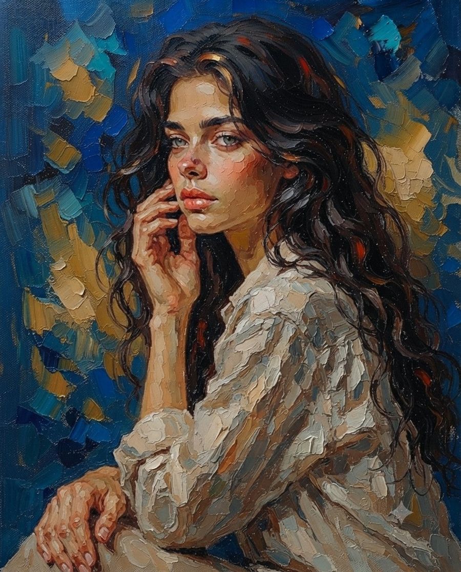 Textured Impasto Oil Portrait