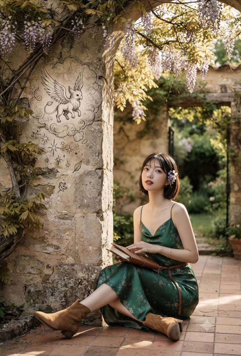 ภาพพอร์ตเทรตหญิงสาวชวนฝันพร้อมภาพสเก็ตช์กริฟฟิน