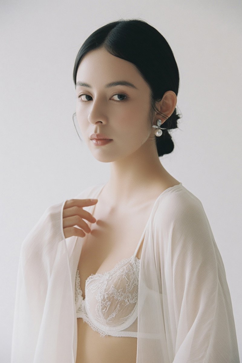 优雅东亚女性时尚杂志肖像