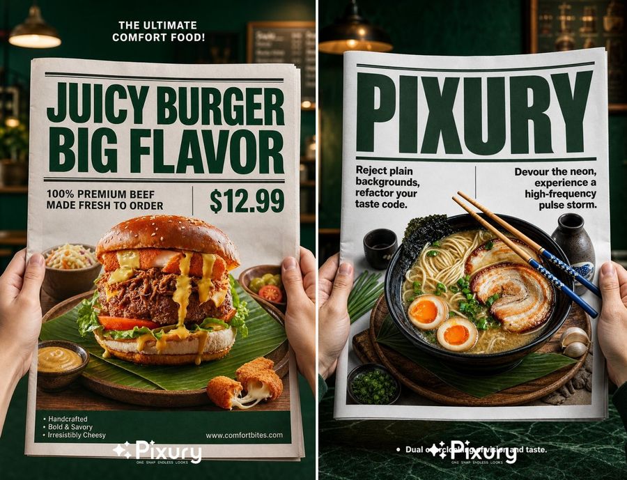 Newspaper Layout Food Poster Template