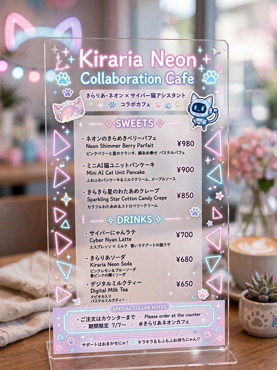 Kiraria Neon Collaboration Cafe Menu