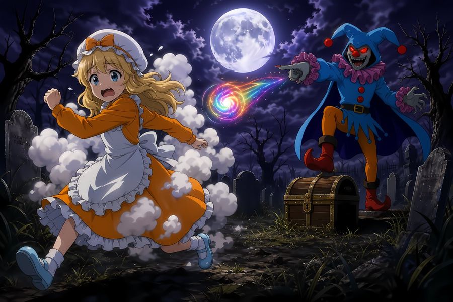 Moonlit Anime Graveyard Chase