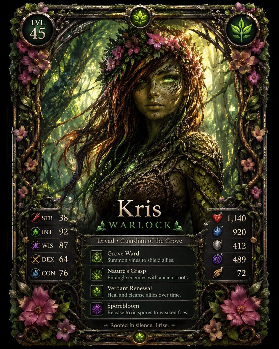 Dryad RPG Oyun Kartı