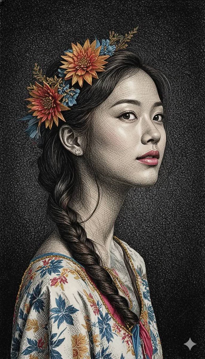 Engraved Surreal Illustration Portrait