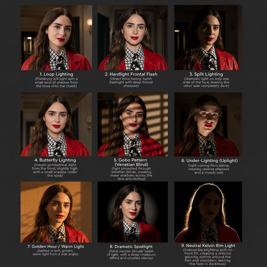 Portrait Lighting Study Grid