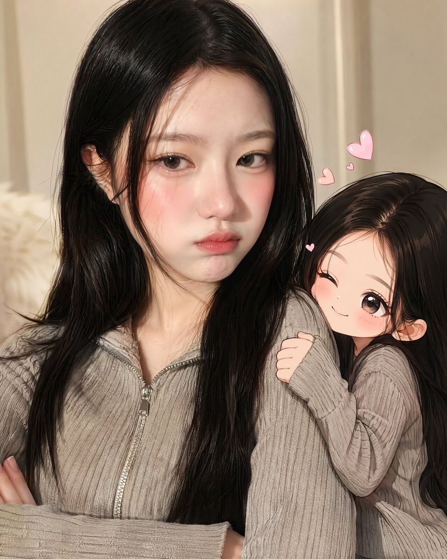 Real-Life and Anime Duo Portrait