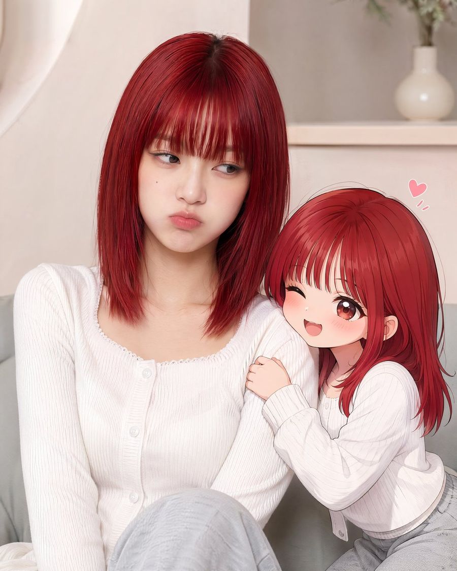 Real-Life and Anime Duo Portrait