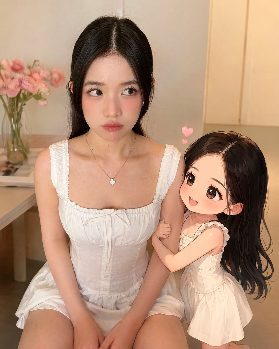 Real-Life and Anime Duo Portrait