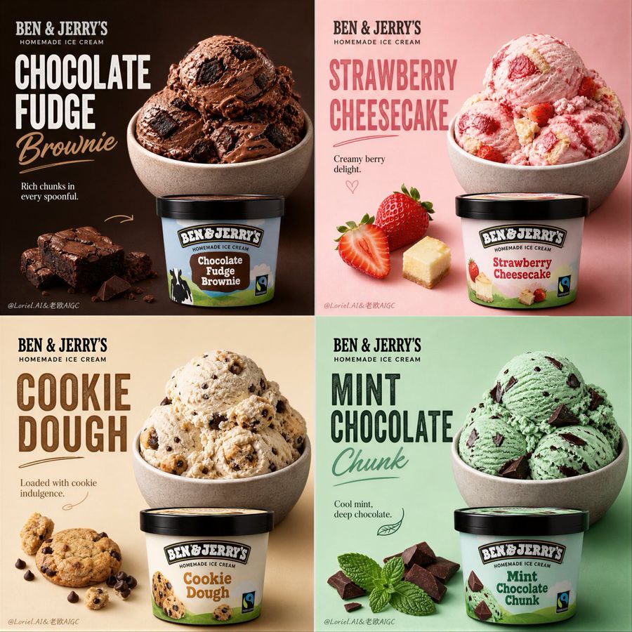 Premium Ice Cream Product Grid Poster