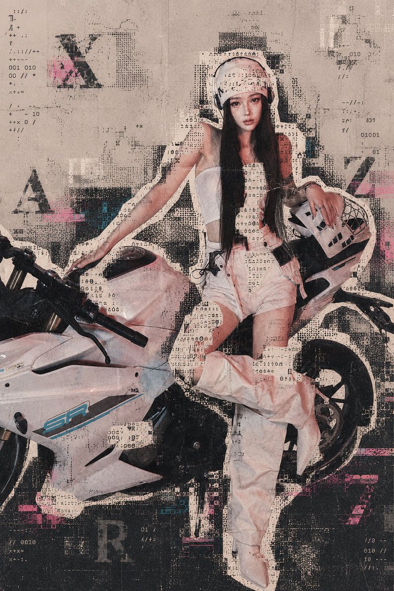 Archive Glitch Motorcycle Fashion Poster