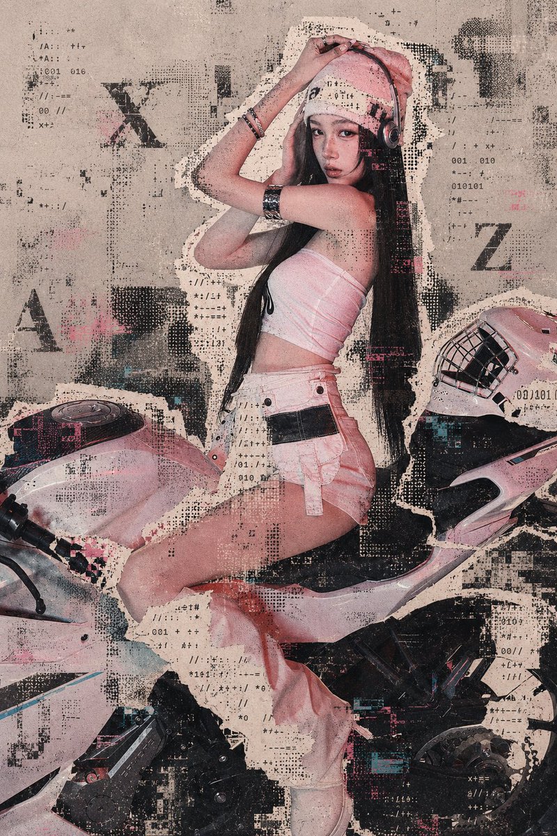 Archive Glitch Motorcycle Fashion Poster
