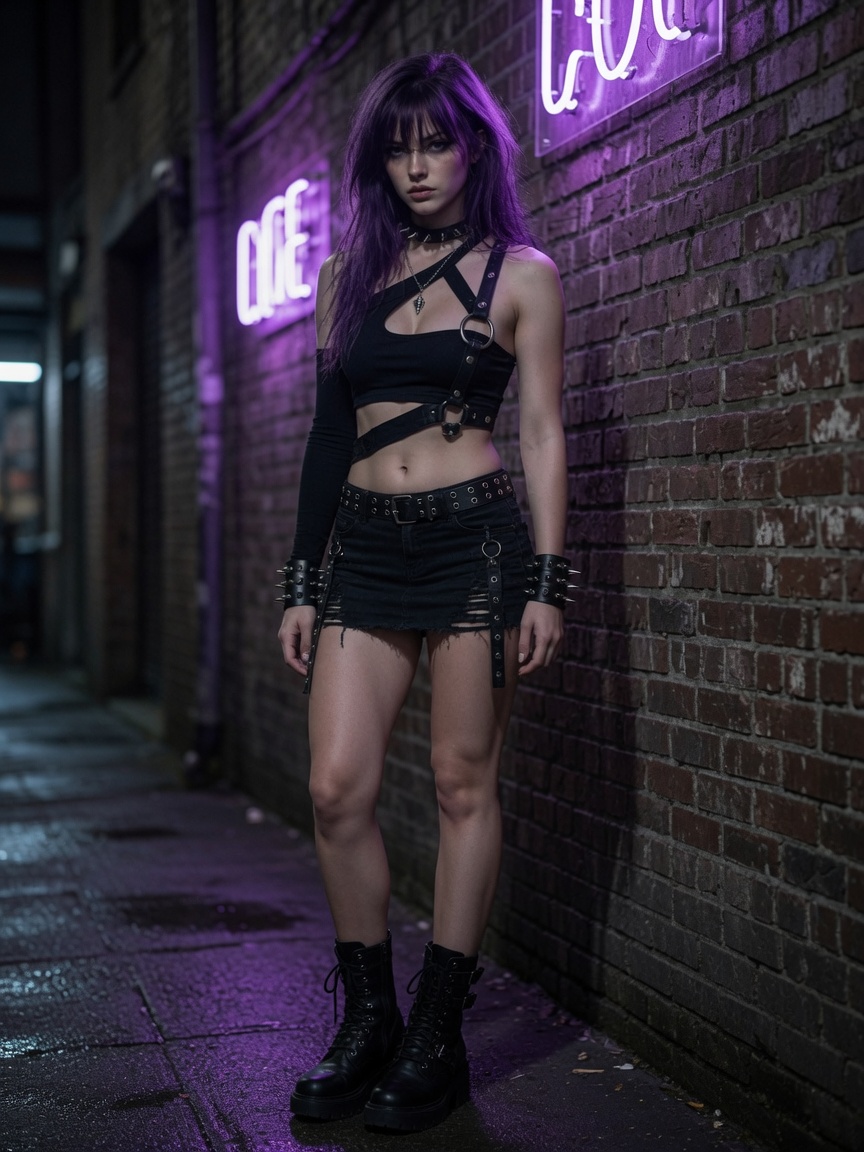 Goth Punk Neon Alley Portrait