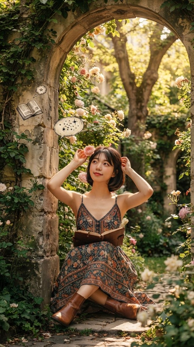 Serene Garden Literary Portrait