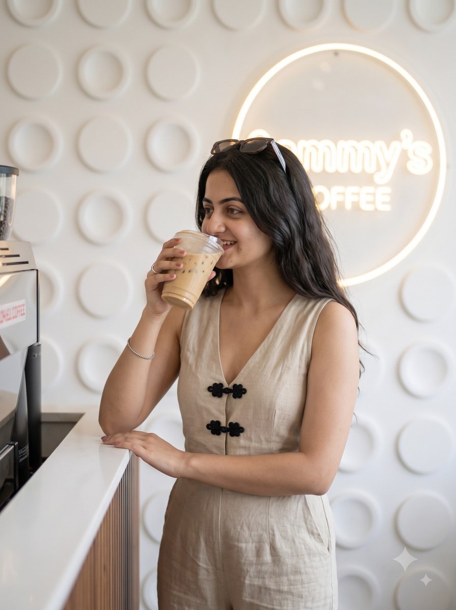 Indian Woman Lifestyle Cafe Portrait