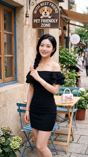 East Asian Woman at Outdoor Café - 1