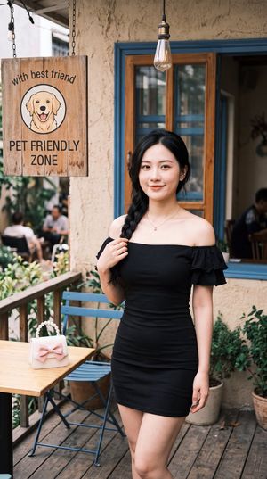 East Asian Woman at Outdoor Café - 2